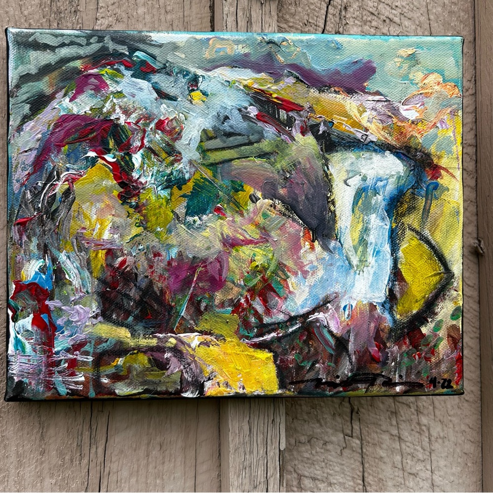 Colorful Abstract Mixed-Color Canvas Painting — Contemporary Home Art